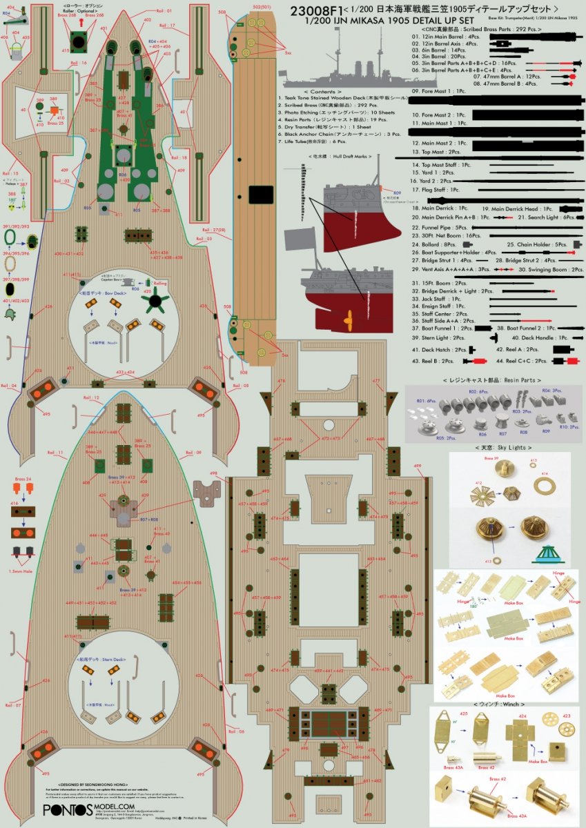 Pontos 23008F1 IJN MIKASA 1905 Detail Up Set 1/200 – Bild 13