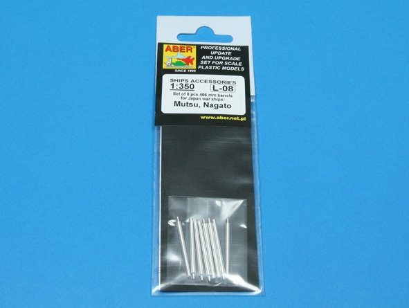 Aber 350L-08 Set of 8 pcs 406 mm barrels for Japanese ships Mutsu and Nagato 1/350 – immagine 4