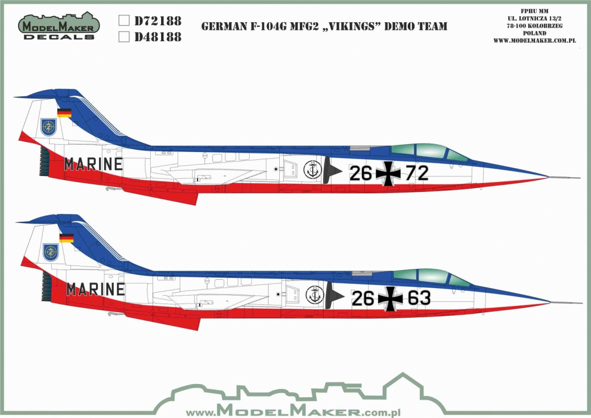 ModelMaker Decals D48188 German F-104G MFG2 "Vikings" DEMO TEAM 1/48