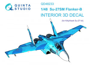 Quinta Studio QD48233 Su-27SM 3D-Printed &amp;amp; colored Interior on decal paper (KittyHawk) 1/48