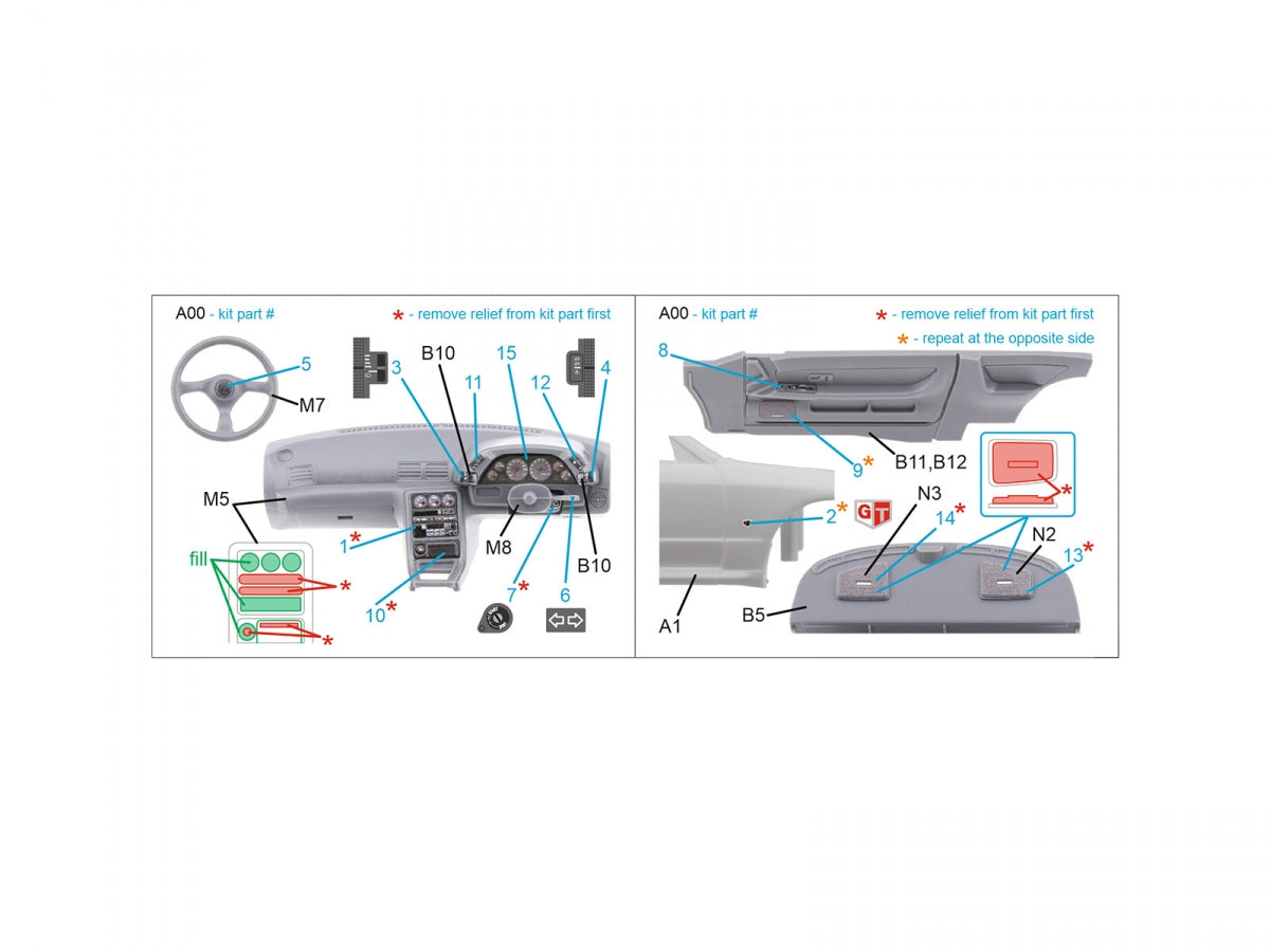 Quinta Studio QD24017 Nissan Skyline GT-R R32 3D-Printed colored Interior on decal paper (Hasegawa) 1/24 – image 2