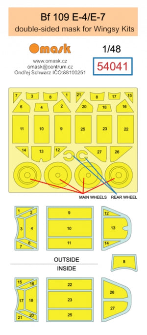 Omask 54041 Bf 109 E-4 / E-7 double-sided mask (for Wingsy Kits) 1/48 – image 2