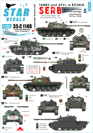 Star Decals 35-C1140 Serbian (SVK and VRS) T-55A tanks in 1992-95 1/35