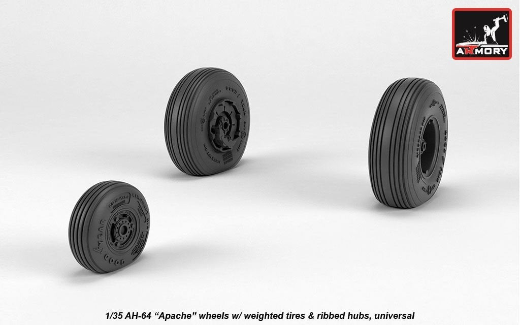 Armory Models AW35305 AH-64 Apache wheels w/ weighted tires, ribbed hubs 1/35 – obrázek 2