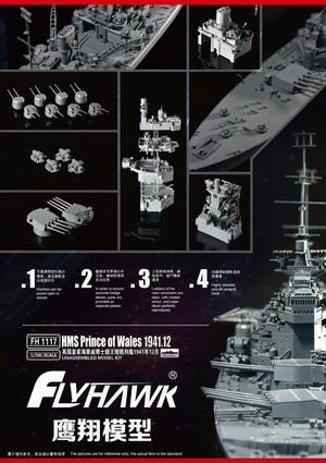 FlyHawk Model FH1117 HMS Prince of Wales Battleship Dec. 1941 1/700 – Bild 4