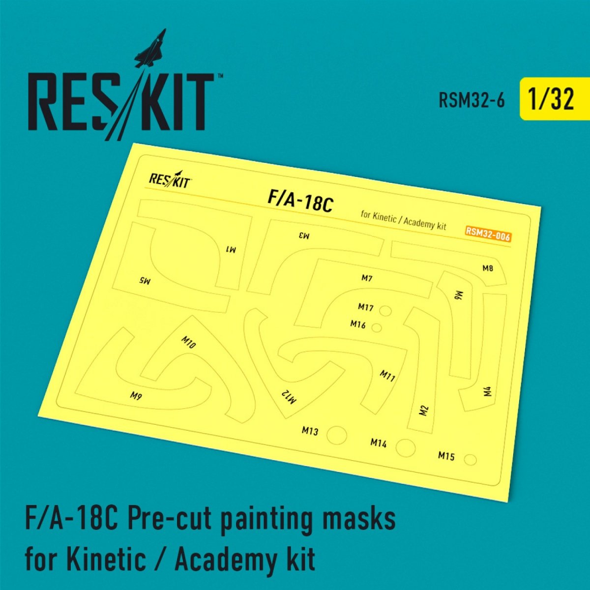 RESKIT RSM32-0006 F/A-18C "HORNET" PRE-CUT PAINTING MASKS FOR KINETIC / ACADEMY KIT 1/32