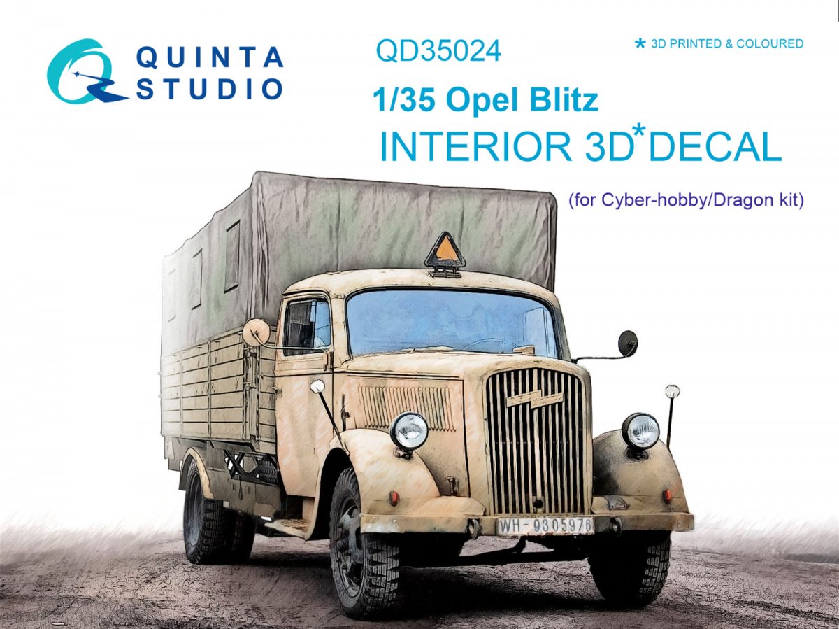 Quinta Studio QD35024 Opel Blitz 3D-Printed &amp;amp; colored Interior on decal paper (for Cyber-hobby/Dragon kit) 1/35