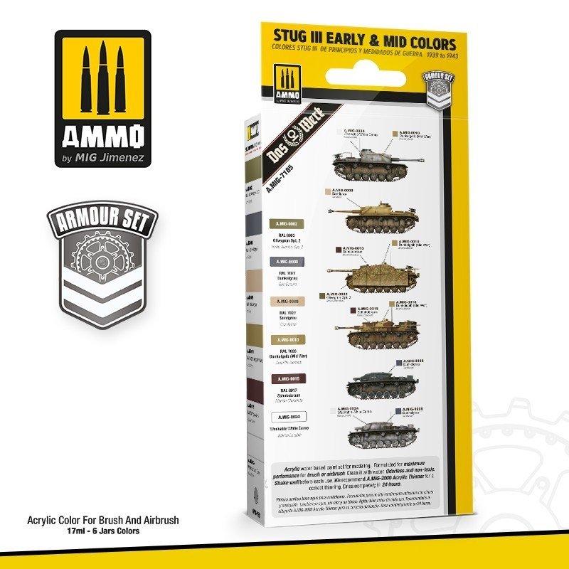 AMMO of Mig Jimenez 7185 SET: STUG III EARLY &amp;amp; MID COLORS 39-43 6x17ml – Bild 2