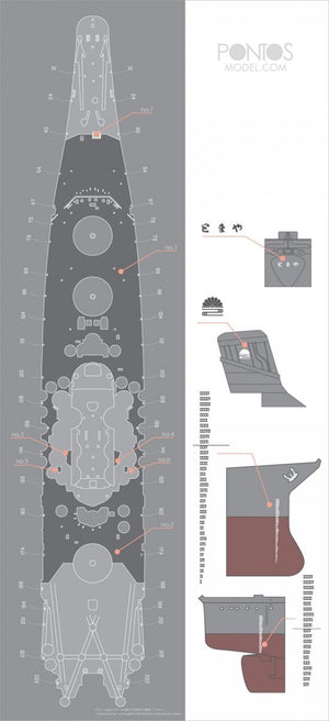 Pontos 35009WD1 IJN Yamato 1945 Coal Black Wooden Deck set 1/350 – obrázek 3