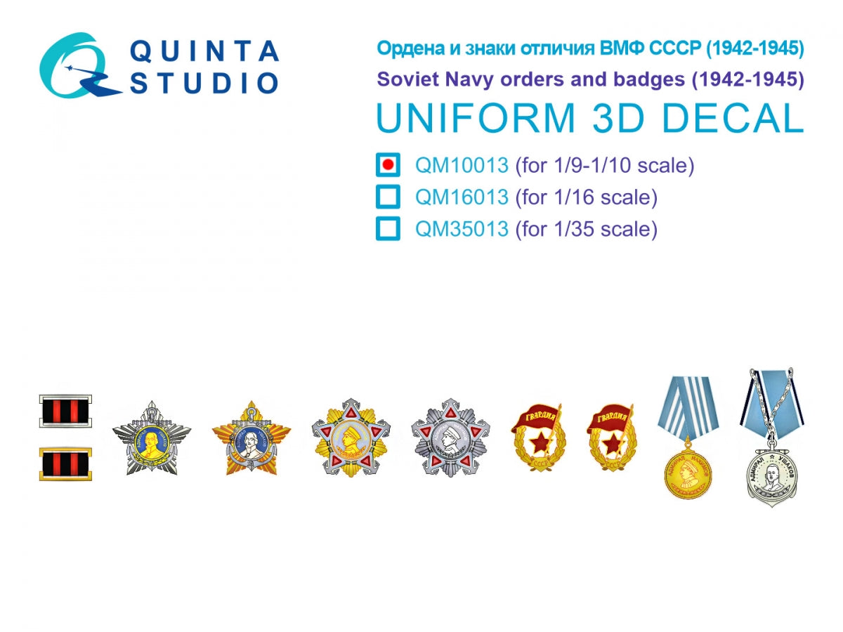 Quinta Studio QM10013 Ordres et insignes de la Marine soviétique (1942-1945) 1/10 
