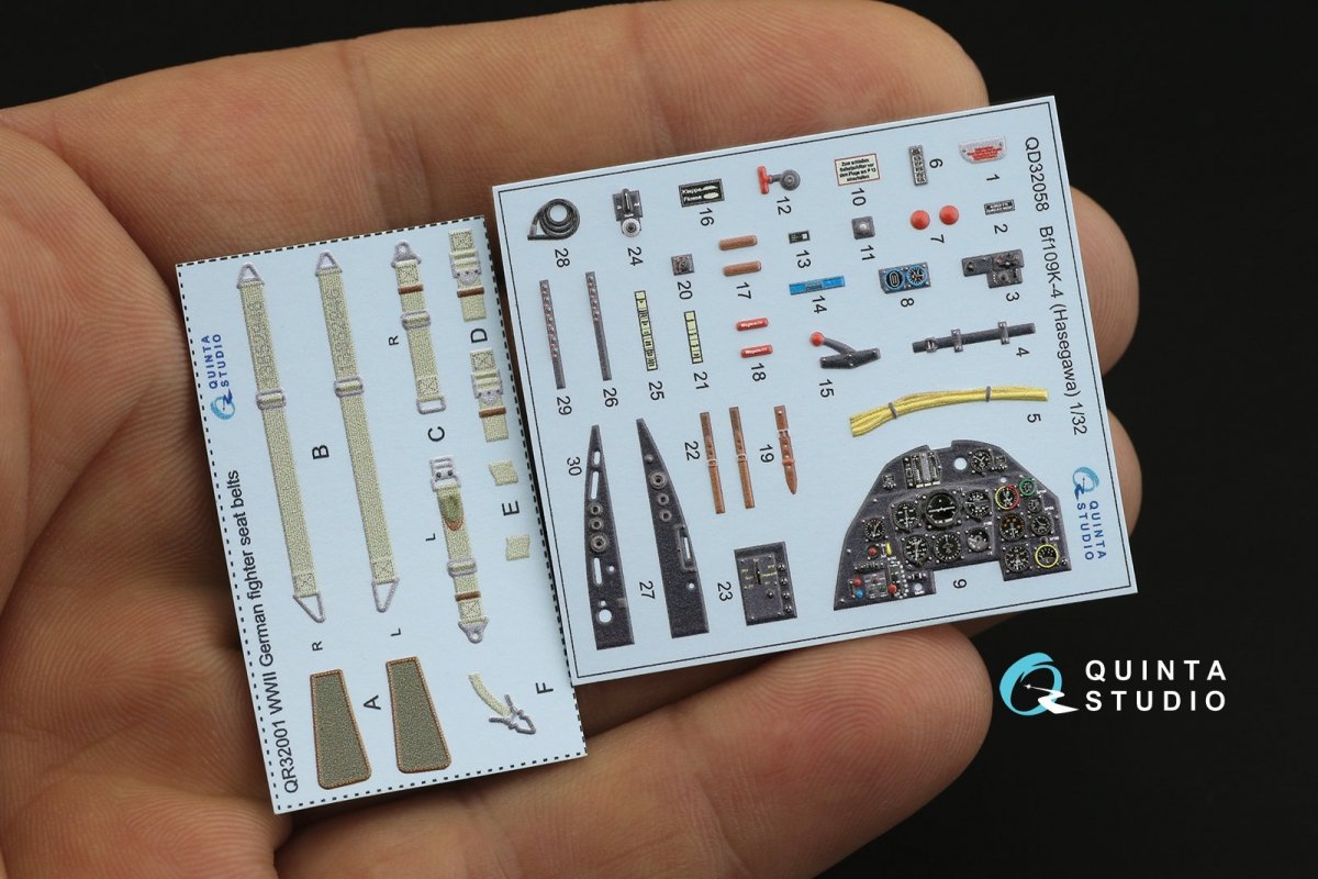 Quinta Studio QD32058 Bf 109K-4 3D-Printed &amp;amp; colored Interior on decal paper (for Hasegawa kit) 1/32 – obrázek 2