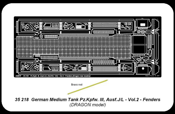 Aber 35218 German medium tank Pz.Kpfw. III, Ausf J/L - vol. 2 - additional set - fenders 1/35 – zdjęcie 6