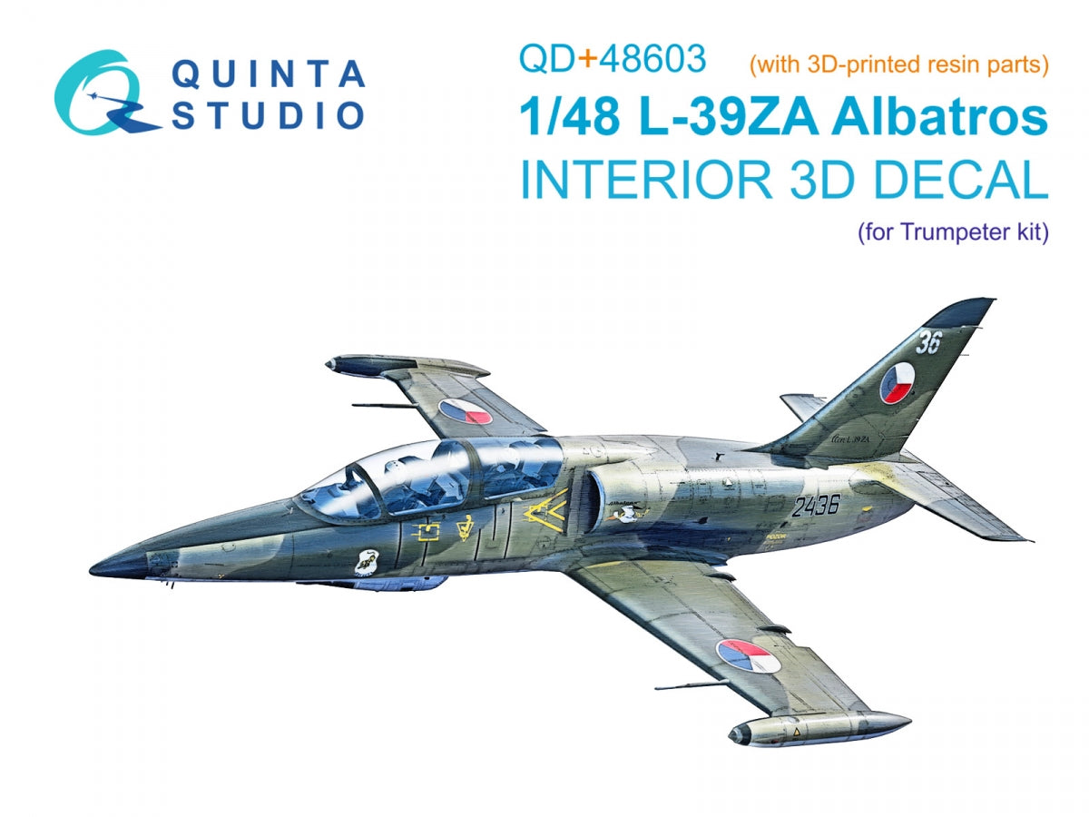 Quinta Studio QD+48603 L-39ZA 3D-Printed & coloured Interior on decal paper ( Trumpeter )( with 3D-printed resin parts ) 1/48