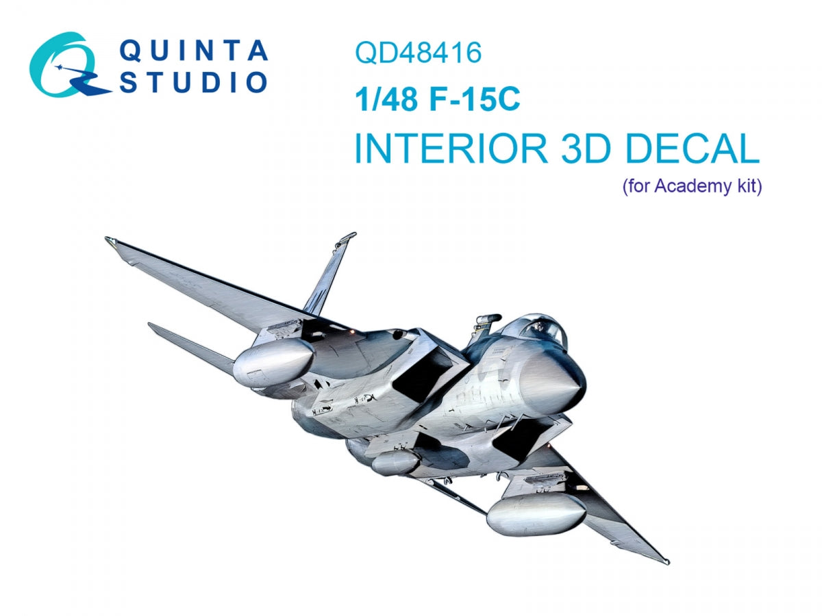 Quinta Studio QD48416 F-15C 3D-Printed colored Interior on decal paper (Academy) 1/48