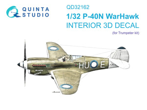 Quinta Studio QD32162 P-40N Warhawk 3D-Printed &amp;amp; coloured Interior on decal paper (Trumpeter) 1/32