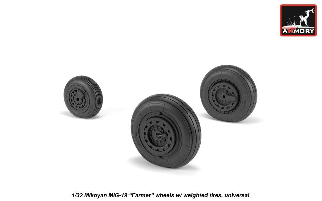 Armory Models AW32012 Mikoyan MiG-19 Farmer wheels w/ weighted tires 1/32 – image 4