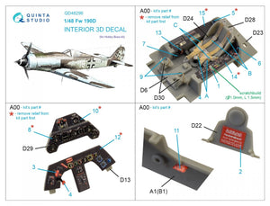 Quinta Studio QD48296 FW 190D-9 3D-Printed &amp;amp; colored Interior on decal paper (HobbyBoss) 1/48 – obrázek 2