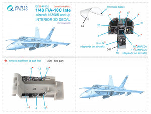 Quinta Studio QDS-48302 F/A-18C late 3D-Printed &amp;amp; colored Interior on decal paper (Hasegawa) (Small version) 1/48 – image 2