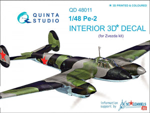 Quinta Studio QD48011 Pe-2 3D-Printed &amp;amp; colored Interior on decal paper (for Zvezda kits) 1/48