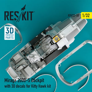 RESKIT RSU32-0058 Mirage-2000-5 cockpit with 3D decals for Kitty Hawk kit 1/32
