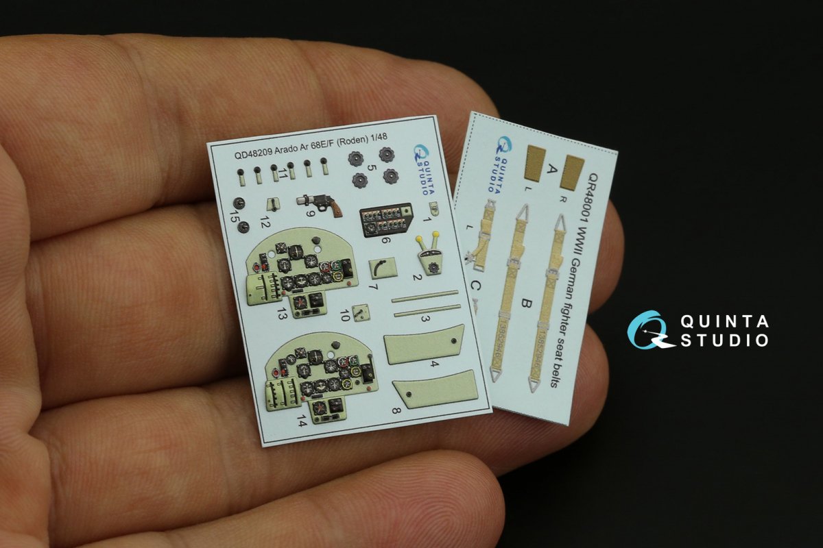 Quinta Studio QD48209 Arado Ar 68 E/F 3D-Printed &amp;amp; colored Interior on decal paper (Roden) 1/48 – image 4