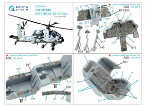 Quinta Studio QD35090 AH-64A 3D-Printed &amp;amp; colored Interior on decal paper (Academy) 1/35 – obrázek 2