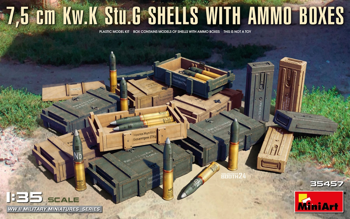 MiniArt 35457 7.5 cm Kw.K Stu.G SHELLS WITH AMMO BOXES 1/35