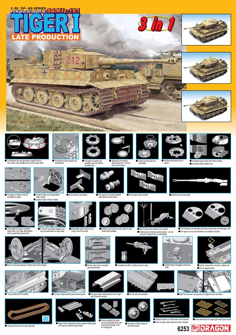 Dragon 6253 Sd.Kfz. 181 Tiger I Late Production (3 in 1) – Bild 2