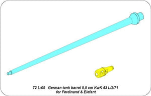 Aber 72L-05 Barrel 8.8 cm KwK.43 L/2/71 for Ferdinand and Elefant / German tank barrel 8.8 cm KwK 43 l/2/71 for Ferdinand and Elefant 1/72 – Bild 4