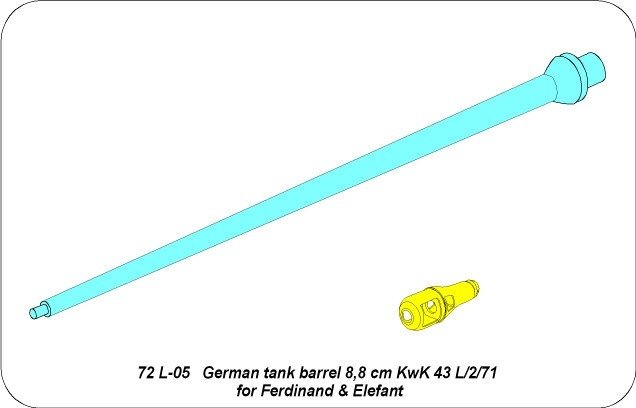 Aber 72L-05 Barrel 8.8 cm KwK.43 L/2/71 for Ferdinand and Elefant / German tank barrel 8.8 cm KwK 43 l/2/71 for Ferdinand and Elefant 1/72 – Bild 4