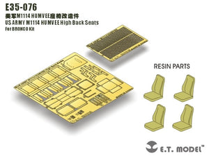 ET Model E35-076 US ARMY M1114 HUMVEE High Back Seats (For BRONCO Kit) (1/35)