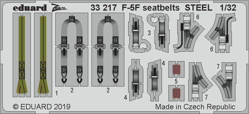 Ceintures de sécurité Eduard 33217 F-5F en acier, échelle 1/32, Kitty Hawk