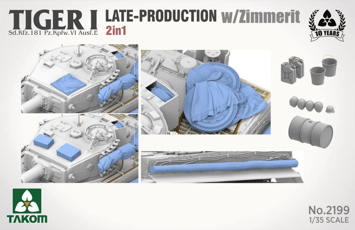 Takom 2199 Tiger I Late Production w/zimmerit Sd.Kfz. 181 Pz.Kpfw. VI Ausf. E (Late/Late Command) 1/35 – image 5