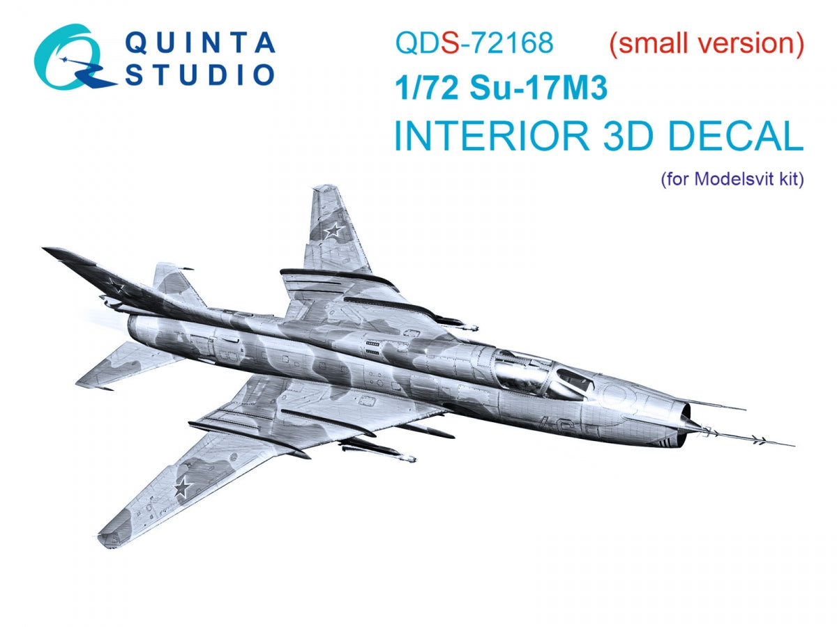 Intérieur coloré imprimé en 3D sur papier décalcomanie Quinta Studio QDS-72168 Su-17M3 (Modelsvit) (petite version) 1/72