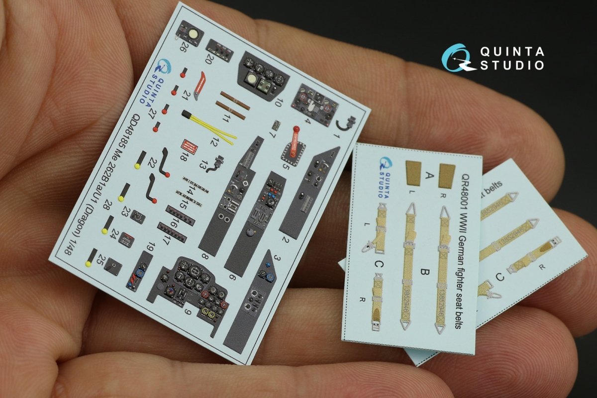 Quinta Studio QD48185 Me 262B-1a/U1 3D-Printed &amp;amp; colored Interior on decal paper (for Dragon ) 1/48 – obrázek 5