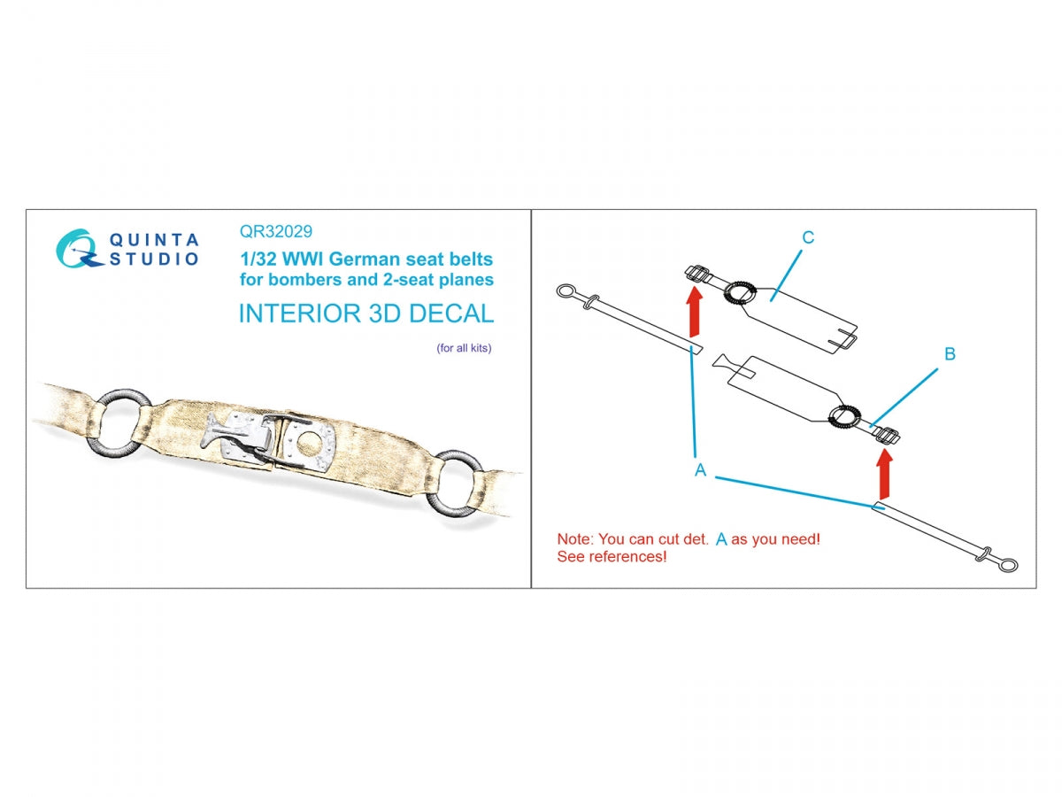 Quinta Studio QR32029 WWI German seats Belts for bombers 1/32 – image 2