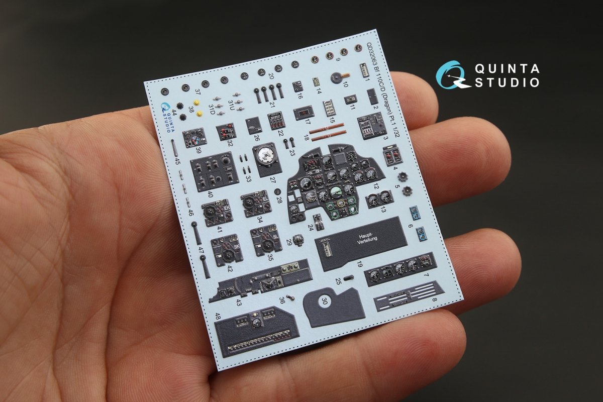 Quinta Studio QD32063 Bf 110C/D 3D-Printed &amp;amp; colored Interior on decal paper (for Dragon kit) 1/32 – immagine 3