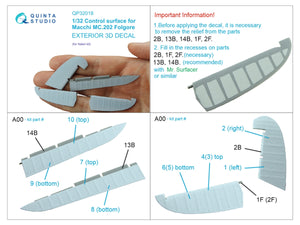 Quinta Studio QP32018 Control surface for Macchi Mc.202 Folgore (Italeri) 1/32 – Bild 2