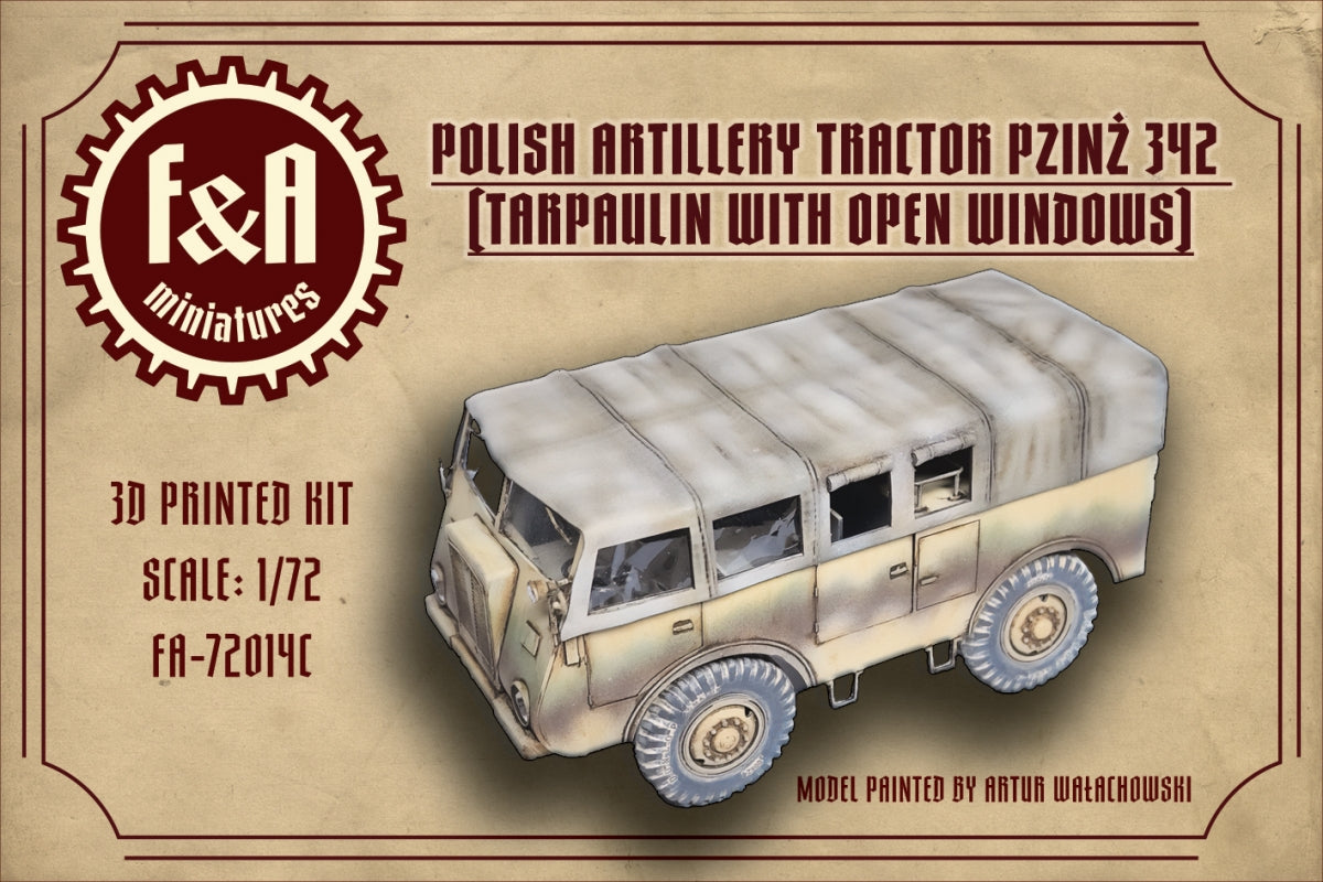 F&amp;A Miniatures FA-72014C Pzinż 342 tarpaulin tractor open windows 1/72