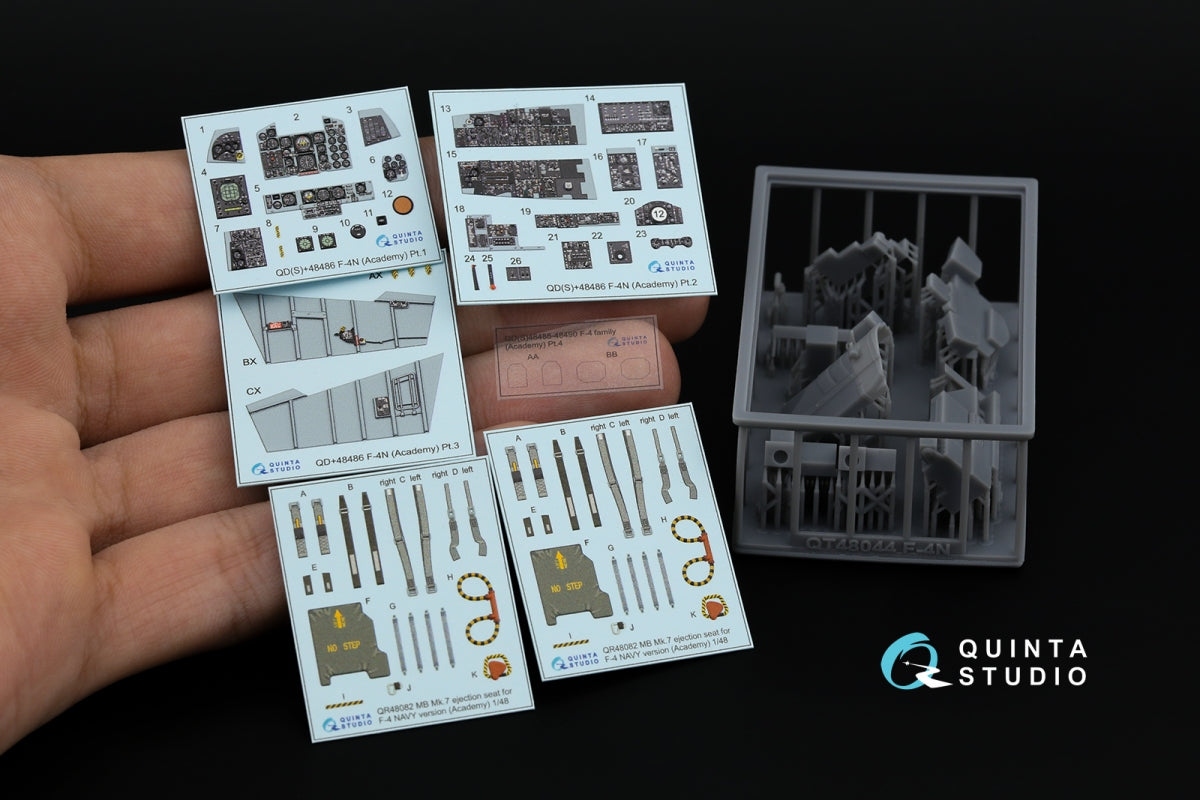 Quinta Studio QD+48486 F-4N Phantom II 3D-Printed &amp;amp; colored Interior on decal paper (Academy) (with 3D-printed resin parts) 1/48 – immagine 2
