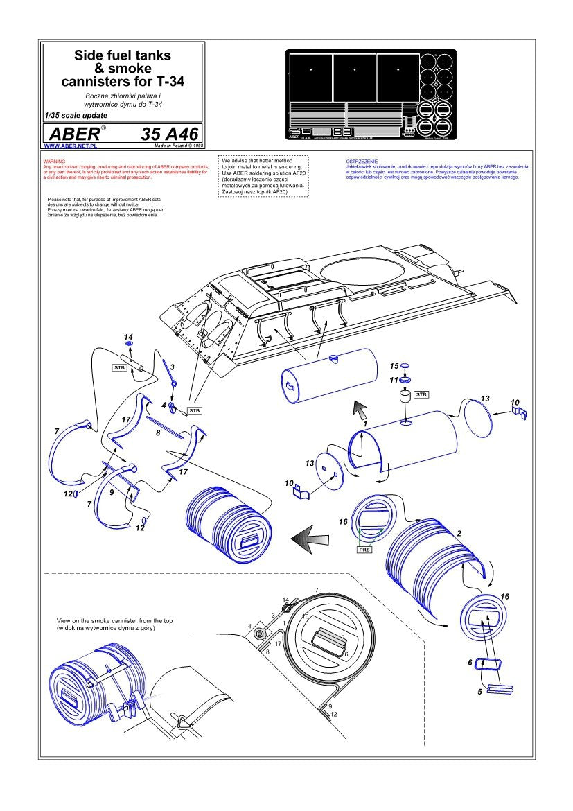 Aber 35A046 Side fuel tanks and smoke generators for T-34 (1/35) – image 4