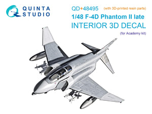 Quinta Studio QD+48495 F-4D late Phantom II 3D-Printed &amp;amp; colored Interior on decal paper (Academy) (with 3D-printed resin parts) 1/48