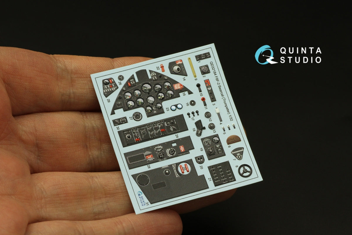 Quinta Studio QD32184 F8F-2 Bearcat 3D-Printed colored Interior on decal paper (Trumpeter) 1/32 – image 6