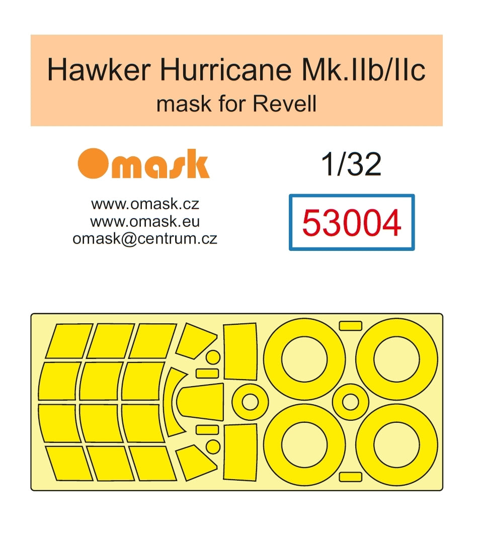 Omask 53004 Hawker Hurricane Mk.IIb/IIc Masks (for Revell) yellow masking tape 1/32