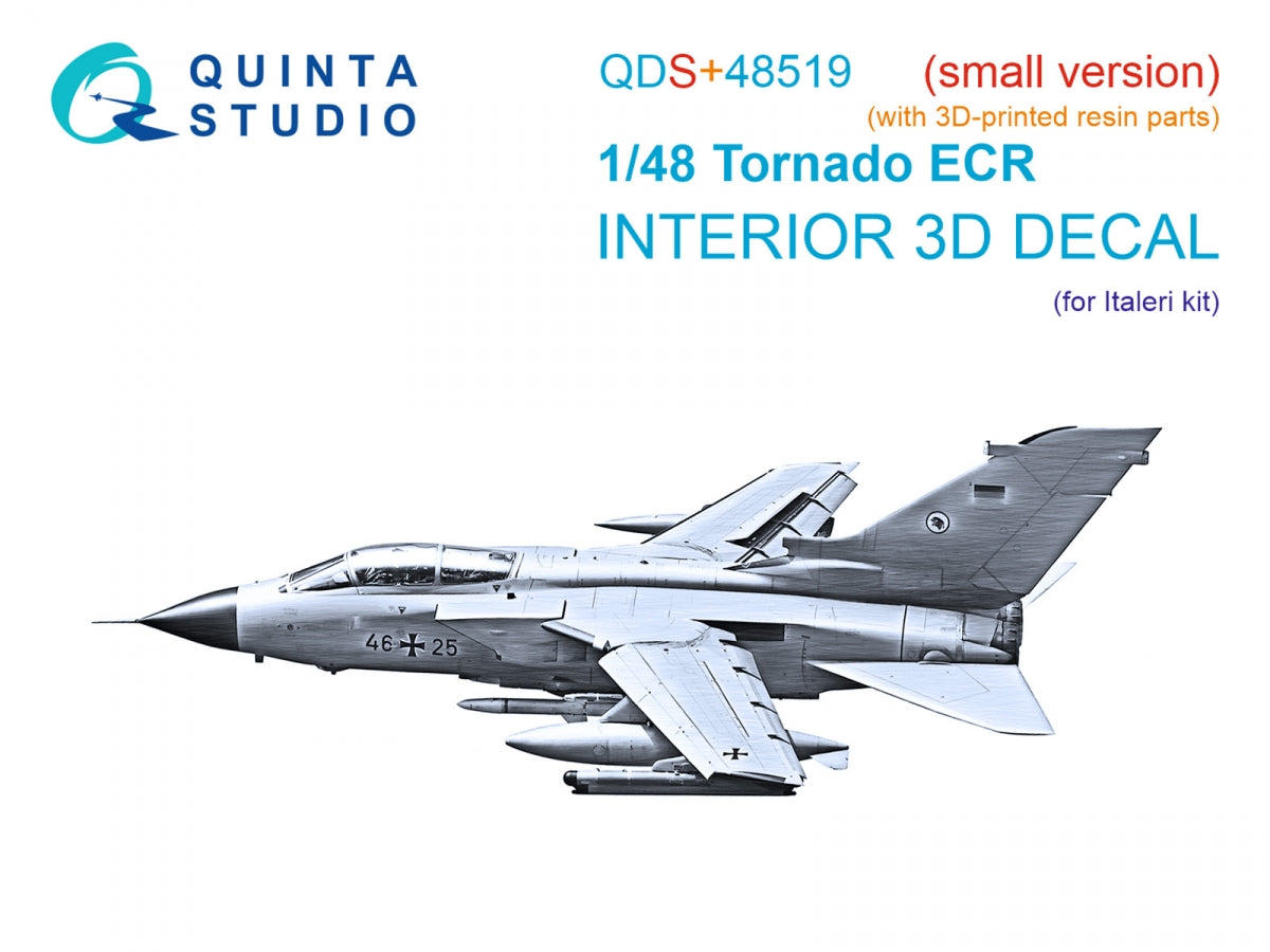 Quinta Studio QDS+48519 Tornado ECR Intérieur coloré imprimé en 3D sur papier décalcomanie (Italeri) (petite version) (avec pièces en résine imprimées en 3D) 1/48