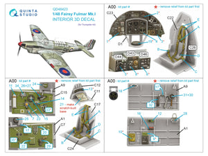 Quinta Studio QD48423 Fairey Fulmar Mk.I 3D-Printed &amp;amp; colored Interior on decal paper (Trumpeter) 1/48 – image 2