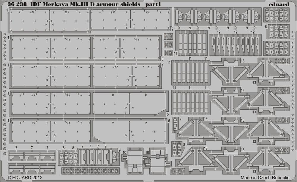 Eduard 36238 IDF Merkava Mk. IIID armor shields 1/35 Hobby Boss – image 2