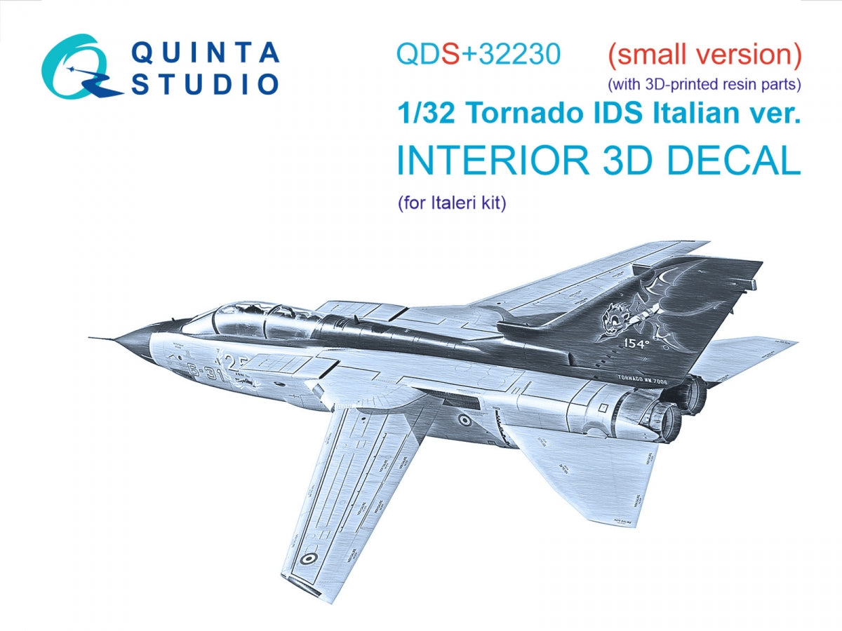 Quinta Studio QDS+32230 Tornado IDS Italian 3D-Printed &amp;amp; colored Interior on decal paper (Italeri) (Small version) (with 3D-printed resin parts) 1/32