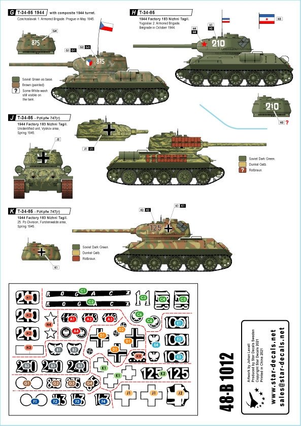 Star Decals 48-B1012 T-34-85 Medium Tank 1/48 – Bild 2