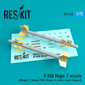 RESKIT RS72-0053 R-550 MAGIC-2 MISSILES (4PCS) 1/72